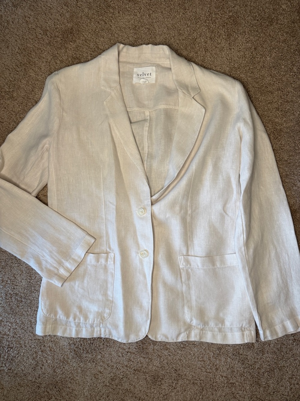 Velvet Cream Linen-Blend Women's Blazer Jacket